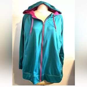 3XL Women’s NWT Danskin Hoodie, 22-24w, Full Zip Turquoise Fuchsia Yoga